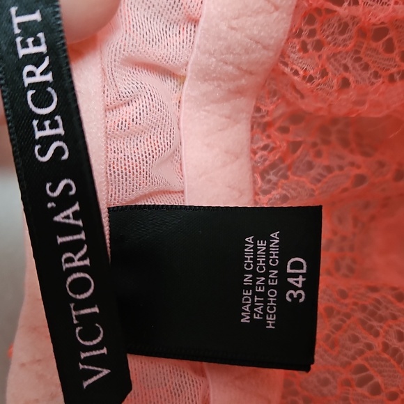 Victoria's Secret Pink Coral Lace Babydoll Lingerie Size 34D - Picture 3 of 8